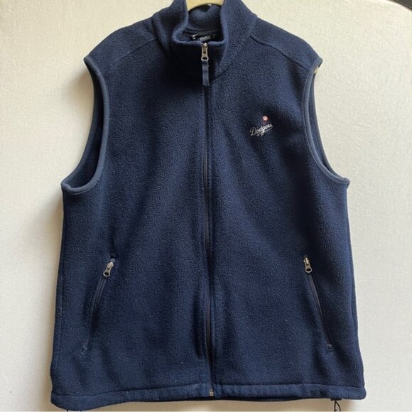 Vintage Lands’ End Dodgers fleece full zip up Vest Sz L - Picture 1 of 10